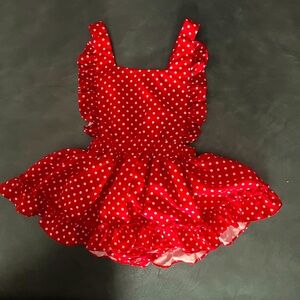 Red Polka Dot Pinafore Dress Sz 3T